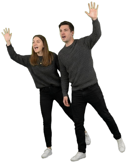 Zwei Personen winken ein Taxi heran